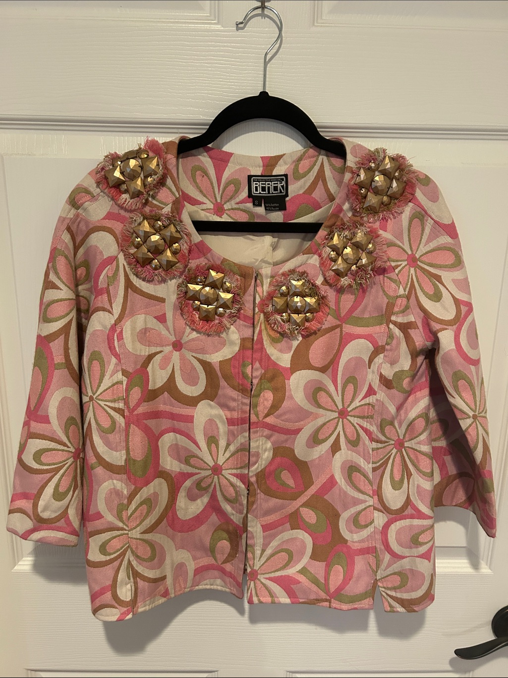 Berek Pink & Beige Floral Embellished Jacket